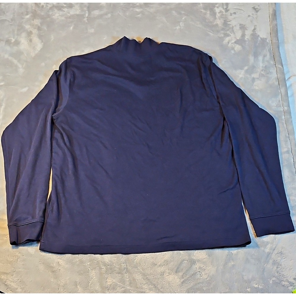 George Men's L Blue Solid Long Sleeve Knit T-Shirt Cotton/Poly Regular Fit